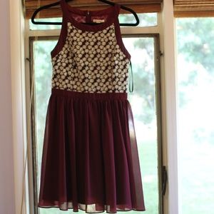 Maroon and Gold Flower Dress
